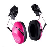 HUARUI Noise Cancelling Helmet Attachable Ear Muffs Blocking Sound Reduction Ear Protection for Construction Site, Cap Mounted Protective Safety Ear Muffs with Hard Hat Mounting Adaptors Pink