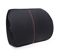 HUARXUNEG Comfortable lumbar support pillow with ergonomic design and memory foam, back support for back pain relief, suitable for office chairs, car seats, reclining chairs, etc. (black//red)