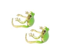 HUASAI 2 PCS Frog Rings for Women Cute Tree Frog Ring Adjustable Open Rings Funny Animal Ring Jewelry Gifts, Enamel, No Gemstone