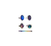 HUASAI 4Pcs Mood Ring Color Changing Mood Rings for Women Gemstone Crystals Ring Birthday Gifts for Women, Metal, No Gemstone