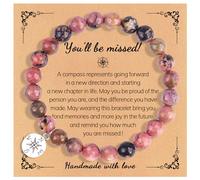 HUASAI Farewell Gift for Coworker, Retirement Gift, Compass Bracelet, Farewell Gift for Coworker, Healing Crystal Bracelet for Women, You will Be Missed Bracelet, adjustable, Metal, Other