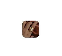 HUASAI Gold Chunky Ring for Women Men Open Adjustable Ring Drop Ring Mirror Polished Statement Ring Silver Spoon Rings Twist Band Rings Minimalist Hug Ring for, Metal, No Gemstone
