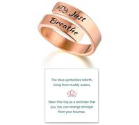 HUASAI Just Breathe Rings for Women Adjustable Heart Promise Ring Inspirational Healing Jewelry Gifts, Stainless Steel, No Gemstone