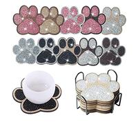 Huasean 10 Dog Paw Diamond Art Coasters Kits, Diamond Painting Coasters With Storage Rack Cat And Dog Paw Print Coaster Table Decoration For Adults And Kids Art Craft Supplies