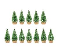 Huasean 12 Trees Snow Frosted Sisal Trees Artifical Small Cedar Trees Model Snow Trees Decoration Small Tree Craft Decoration