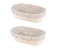 Huasean 2 Bread Proofing Basket With Liner - 10"/25cm Oval Bread Ban-neton Brotform Dough Proofing Basket | Natural Rattan Bake Bread Proofing Basket | Sourdough Proofing Bowl Containers