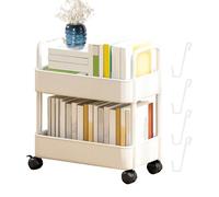 Huasean 2-tier Storage Rack Wheels,Multi-Purpose Trolley Organizer Cart With Casters,Kitchen Storage Utility Cart With 4 Hooks,Rolling Storage Rack For Bedroom, Bathroom, Offices