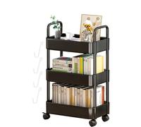 Huasean 3-tier Storage Rack Wheels,Utility Cart Rolling,Multi-Purpose Trolley Organizer With Casters,Kitchen Storage Utility Cart With 4 Hooks,Movable Storage Rack For Bedroom, Bathroom, Offices