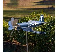 Huasean Airplane Wind Spinner,Metal Garden Plane Wind Spinner Windmill Garden Stake,Unique Stainless Steel Aircraft Windmill,Airplane Wind Catchers Garden Ornament Garden Windmill