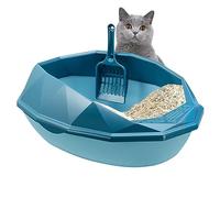 Huasean Big Open Cat Tray Cat Plasti c Box With Shovel Semi-enclosed Cat Box Anti-Spillage Non-Leaking Cat Toilet Easy Cleaning 14 X 38.5 X 28.5cm