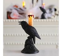 Huasean Crow Table Lamp Creative Bird Lamp Crow Candle Lamp Halloween Crow Lights LED Table Sconce Light Gothic Candlestick Ornament Crow Bird Stand Light Home Décor