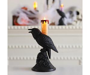 Huasean Crow Table Lamp Creative Bird Lamp Crow Candle Lamp Halloween Crow Lights LED Table Sconce Light Gothic Candlestick Ornament Crow Bird Stand Light Home Décor