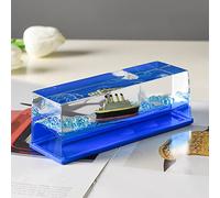 Huasean Cruise Ship Fluid Drift Bottle,Cruise Ship Model Decoration,Acrylic Unsinkable Cruise Ship Model Fluid Desk Decoration,The Cruise Ship That Never Sinks Decoration Nautical Ornaments