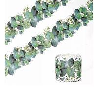 Huasean Eucalyptus Border Bulletin Board,10/32.8ft Eucalyptus Die-Cut Border Border Trim,Bulletin Wall Decor Trim Border Wall Decals Border Tropical Leaves Greenery Wall Decoration