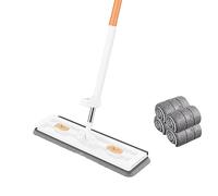 Huasean Flat Cleaning Mop 360 Degree Rotatable Microfibre Floor Mops Dry And Wet Dust Mop With Long Handle & 4 Reusable Washable Pads No Hand Washing Wring-ing Laminate Floor Mop
