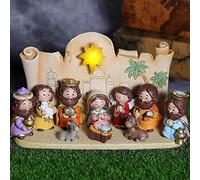 Huasean Nativity Sets Resin Small Figurines For Nativity Scene Festive Nativity/Manger Scene Statue Set Cute Colorful People Nativity Set For Table Décor