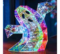 Huasean Prismatic Iridescent Spooky Ghost Lights,Prismatic Ghost LED Lights,Colorful Prism Ghost Lights,Halloween Cute Glowing Ghost Decoration,Halloween Ghost Decor,20cm