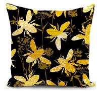 HUASHUZI Bee Cushion Cover Bee Black Yellow Pillow Cover Decor Home Throw Pillow Case Decorate for Livingroom Couch Bed Sofa Gifts 18"x18"(45x45cm)