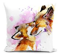 HUASHUZI Cushion Cover Fox Gifts for Mums Women Mothers Day Birthday Presents Pink Throw Pillow Case her Family Love Home Decor for Livingroom Couch Sofa 18"x18"(45x45cm)