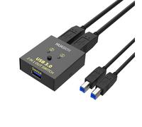 Huasion USB 3.0 Switch Selector 2 Computers Sharing 1 USB Peripheral Mouse Keyboard Printer Scanner with 2 Pack USB A to B Cables