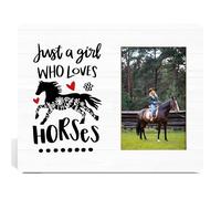 Huastatewolf Horse Picture Frame, 10 x 8 inches, Rustic Wooden Collage Frame, Wall & Table Top, Just A Girl Who Loves Horses, 1 Count