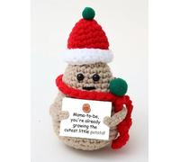 Huastatewolf Positive Crochet Potato, Emotional Incentive Xmas Potato, Christmas Pregnancy Gifts for Pregnant Mama from Friends Husband, Funny Handmade Support Crochet Doll -B15