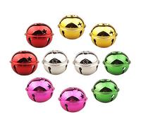 HUASUN Christmas Bells 10Pcs 5cm Jingle Bells Colorful Craft Bells Five-point Star Big Christmas Bells for Christmas Party Christmas Tree Decoration DIY Wreath Holiday Decorations (Multicolor)