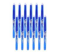 HUATEEN 12 Pack Blue Erasable Gel Pens 0.5mm - Friction Heat-Erasable Ink Pens for School & Office, Smooth Writing Ballpoint Pens with Eraser for Homework, Notes, Crossword Puzzles
