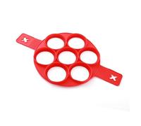 HUATEEN 1PCS 7-Cavity Silicone Pancake Maker & Egg Mould -Shaped Mini Pancake Pan for Non-Stick Crepes, Breakfast Eggs | Dishwasher Safe, BPA Free, Space-Saving Design (Red)