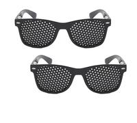 HUATEEN 2 Pack Black Pinhole Glasses with Foldable Arms | Vision Training Glasses for TV Watching, Eye Fatigue Relief & Myopia Prevention | Dry Eye & Screen Use Support