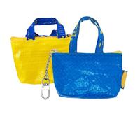 HUATEEN 2PCS Blue & Yellow Keychain Coin Purse Oval Squeeze Mini Bag with Carabiner Clip Zippered Small Pouch for Women's Coins Keys & Essentials