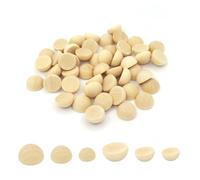 HUATEEN 300 Pcs Natural Wooden Half Beads Crafting Kit - 10/12/15mm Unfinished Hemispheres Wood Balls for DIY Decor, Handmade Jewellery & Woodworking Supplies (3 Sizes, Splinter-Free)