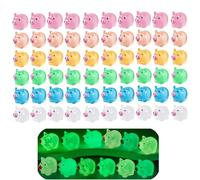 HUATEEN 60 Pack Mini Resin Pigs Glow in The Dark - 6 Colours, Cute Luminous Pig Dolls for DIY, Home Decor, Keychain & Miniature Landscapes