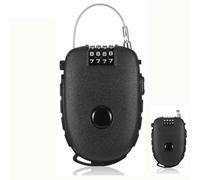 HUATEEN Cable Lock,Luggage Locks with 75cm Retractable Steel Cable Portable 4-Digit Combination Lock for Suitcases,Bikes,Ski,Snowboard,Pushchairs Travel Luggage Black