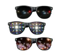 HUATEEN Diffraction Glasses,3 Pcs 3D Prism Heart Star Firework Effect Rave Glasses Kaleidoscope Refraction Party Glasses Women Men for Night Music Concert Party Club Accessories