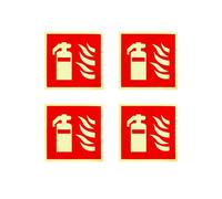 HUATEEN Fire Safety Stickers - 4PCS Glow in The Dark Self-Adhesive Fire Extinguisher Signs, Fire Exit & Assembly Point Labels for Industrial, Commercial & Residential Use 15x15cm