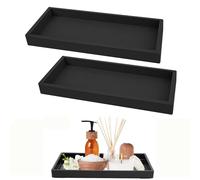 HUATEEN Silicone Vanity Tray,Black Rectangle Decorative Tray for Bathroom Countertop for Cosmetics,Perfumes,Candles & Toiletries,Non-Slip Moisture-Proof Organizer Bathroom Accessory 20x10x2cm