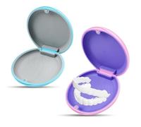 HUATEEN Slim Retainer Case,2 PCS Magneti Retainer Braces Box with Silicone Tray -Invisalign/Denture Storage Box for Travel,Gym & Daily Leakproof & Odour-Free