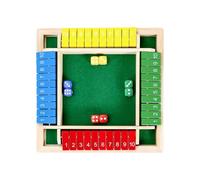 HUATEEN Wooden Digital Flip Board Game 22x22cm,4-in-1 Frustration Style Family Travel Game with Dice & Number Tiles | Montessori Maths Learning Tool for Kids 3-8 | Travel Board Games for Children