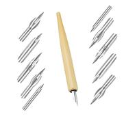 HUATEEN Wooden Dip Pen Set for Calligraphy & Drawing - 10 Interchangeable Nibs with 5 Styles | 12.5cm Artist Quill Pen Kit for English Writing, Comics & Sketching