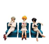Huawealthy The Promised Neverland Anime Emma,Norman,Ray Sitting on the Sofa Modeling 16cm Pvc Material Figure Statue for Desk and Room Decoration and Collection (3Pcs)
