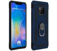 Huawei Mate 20 Pro Case Bi Material Rigid Soft Magnetic Ring Stand Dark blue