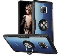 Huawei Mate 20 Pro Magnetic Case with 360 Rotating Ring Stand Holder - Clear Hard PC Back, Soft Silicone Gel Design, Thin Protective Cover for 6.39 inch 2018