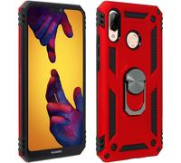 Huawei P20 Lite Case Bi Material Rigid Soft Magnetic Ring Stand Red
