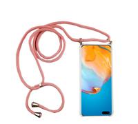 Huawei P40 Phone Necklace Case With Strap To Hang With Cord Pouch Pink