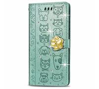 Huawei Pura 70 Case, 3D Sparkly Gems Bling Glitter Butterfly Shockproof Flip Case Stand PU Leather Book Wallet Phone Cases Card Slots Magnetic TPU Bumper Cover for Huawei Pura 70 green