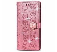 Huawei Pura 70 Case, 3D Sparkly Gems Bling Glitter Butterfly Shockproof Flip Case Stand PU Leather Book Wallet Phone Cases Card Slots Magnetic TPU Bumper Cover for Huawei Pura 70 Pink