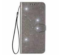 Huawei Pura 70 Pro Case, 3D Sparkly Gems Bling Glitter Mandala Shockproof Flip Case Stand PU Leather Book Wallet Phone Cases Card Slots Magnetic TPU Bumper Cover for Huawei Pura 70 Pro gray