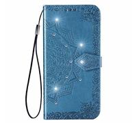 Huawei Pura 70 Pro+ Case, 3D Sparkly Gems Bling Glitter Mandala Shockproof Flip Case Stand PU Leather Book Wallet Phone Cases Card Slots Magnetic TPU Bumper Cover for Huawei Pura 70 Pro+ blue