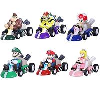 HUAWELL Supe Mari Bs Kart Pull Back Cars Motorcycle Luigi Yoshi Toad Princess Peach Donkey Kong 2.5 Inch for Kids+ Gift (6 Pcs)